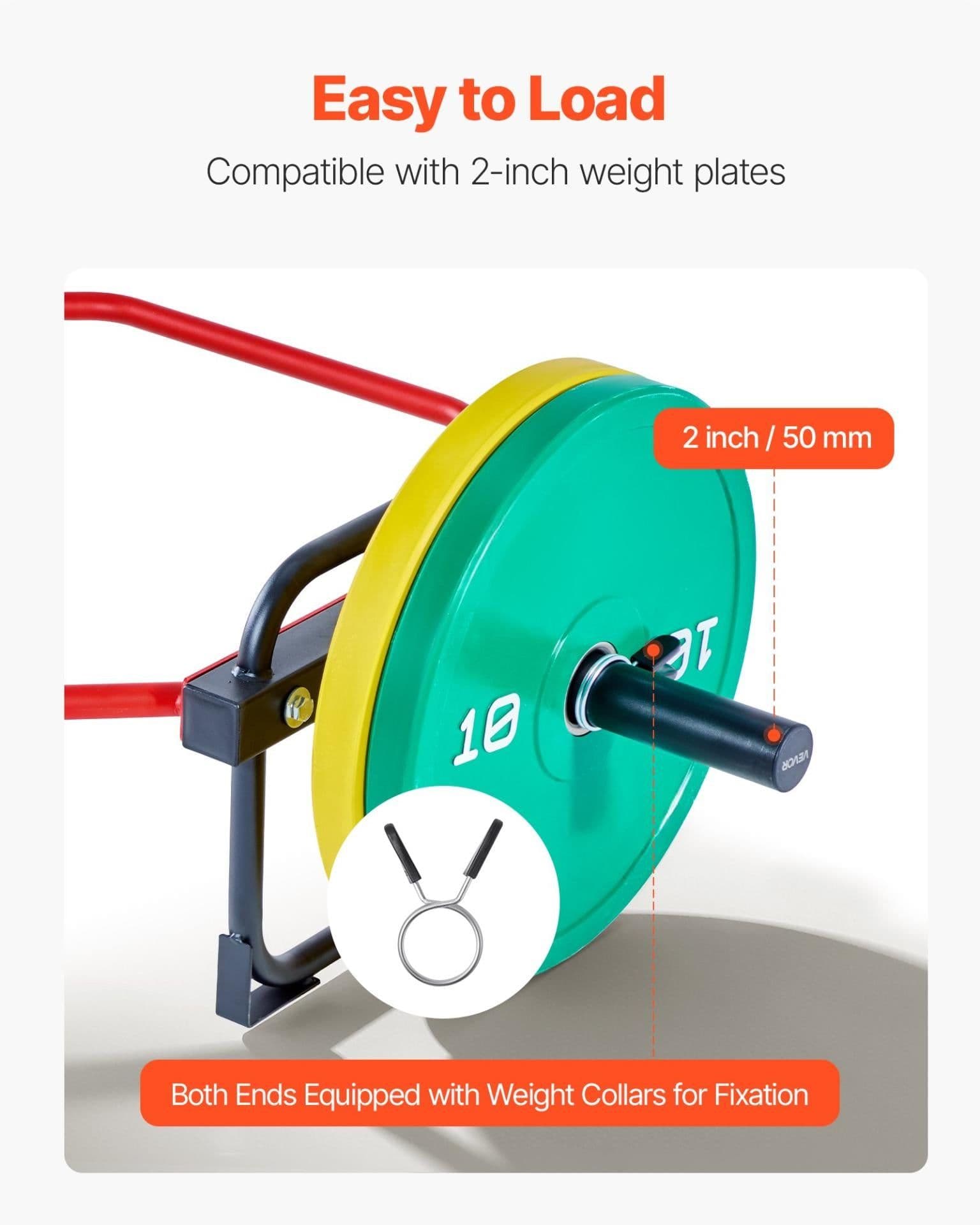 image-VEVOR Trap Bar Hex Bar, 2-Inch Hex Barbell, 500 LBS Capacity Shrug Bars, Weightlifting and Strength Training Equipment, Home Gym for Squats, Deadlifts, Shoulder Presses, Red