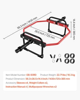 image-VEVOR Trap Bar Hex Bar, 2-Inch Hex Barbell, 500 LBS Capacity Shrug Bars, Weightlifting and Strength Training Equipment, Home Gym for Squats, Deadlifts, Shoulder Presses, Red