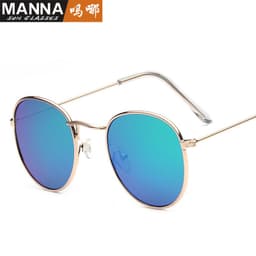 image-Trendy Round Frame Sunglasses - Reflective Colors, UV Protection, Metal