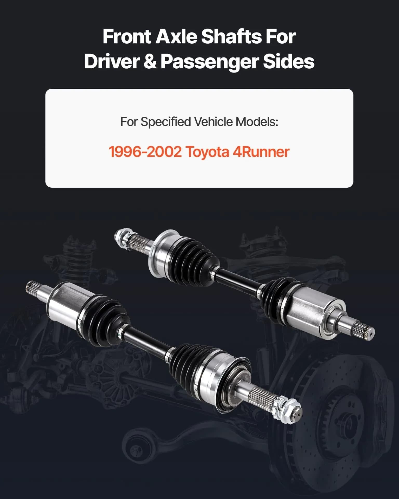 image-VEVOR CV Axle Shaft Assembly, 2 Pieces Front Left & Right (Driver and Passenger Side), Automotive Replacement CV Joint Axles Pair Compatible with 1996-2002 Toyota 4Runner, Alloy Steel & Carbon Steel