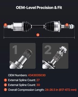 image-VEVOR CV Axle Shaft Assembly, 2 Pieces Front Left & Right (Driver and Passenger Side), Automotive Replacement CV Joint Axles Pair Compatible with 1996-2002 Toyota 4Runner, Alloy Steel & Carbon Steel