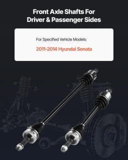 image-VEVOR CV Axle Shaft Assembly, 2 Pieces Front Left & Right (Driver and Passenger Side), Automotive Replacement CV Joint Axles Pair Compatible with 2011-2014 Hyundai Sonata, Alloy Steel & Carbon Steel