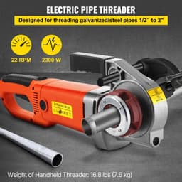 image-VEVOR Electric Pipe Threader, 2300W Pipe Threading Machine with 6 Dies 1/2"-2", 110V Hand-held Pipe Threader Machine with Copper Motor, Portable Electric Pipe Threading Kit with Carrying Case