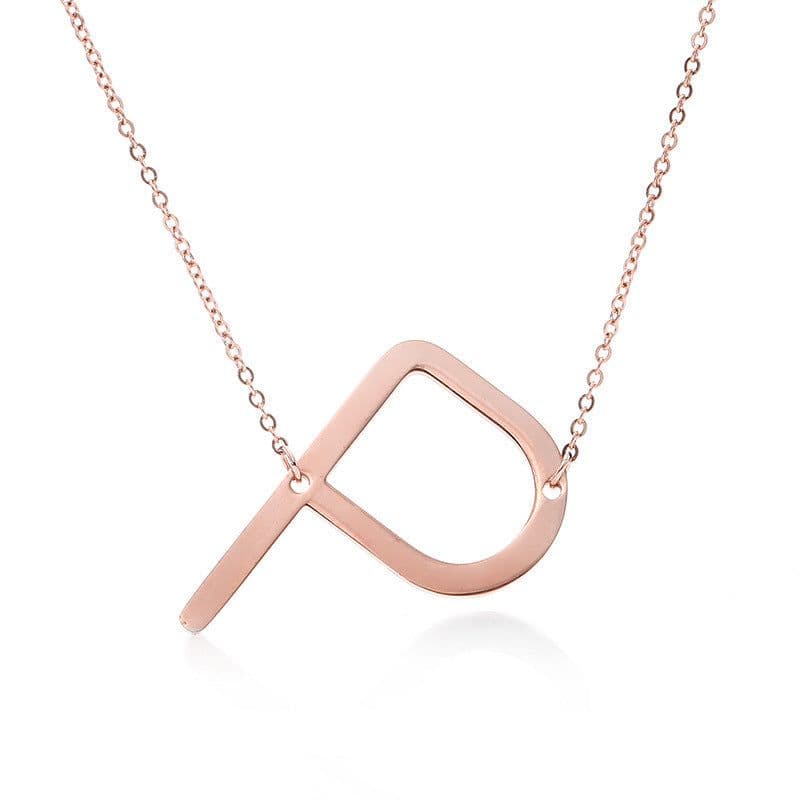 image-Fabulous Rose Gold Plated Stainless Steel Initial Letter Pendant Necklace