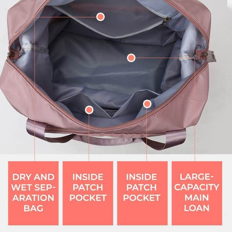 image-Foldable Storage Travel Bag Waterproof Large Capacity Gym Fitness Bag Weekender Overnight For Women