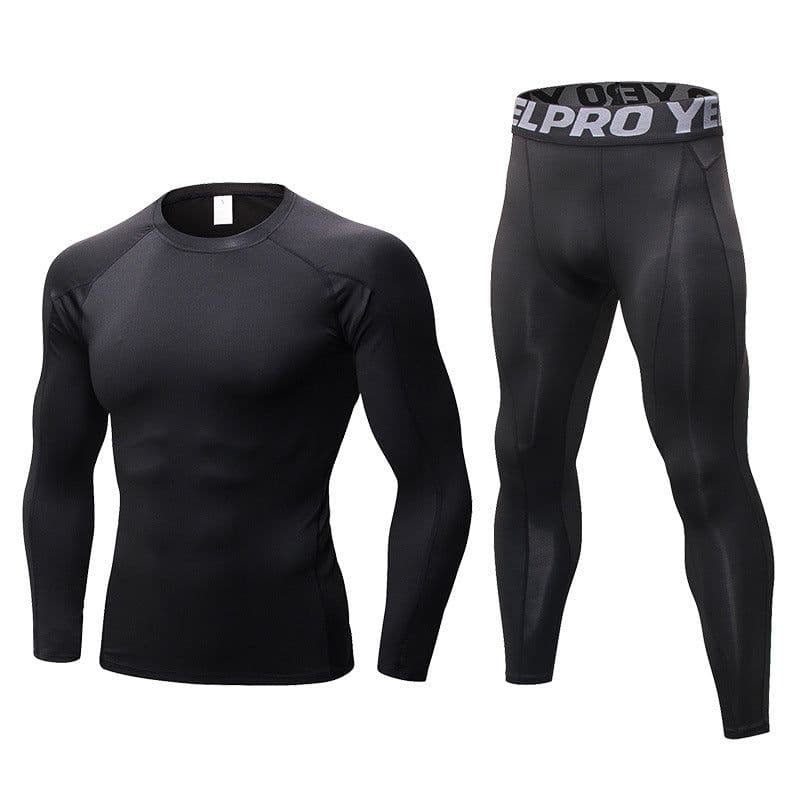 image-Men's Fitness Training Suit Black XXL