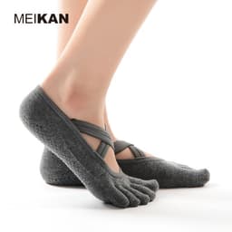 image-MEIKAN Women's Yoga Socks Five Toe Anti-Slip Cotton