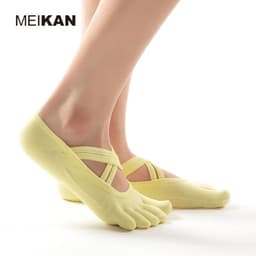 image-MEIKAN Women's Yoga Socks Five Toe Anti-Slip Cotton