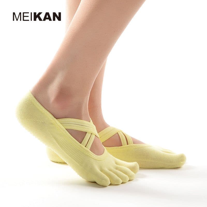 image-MEIKAN Women's Yoga Socks Five Toe Anti-Slip Cotton