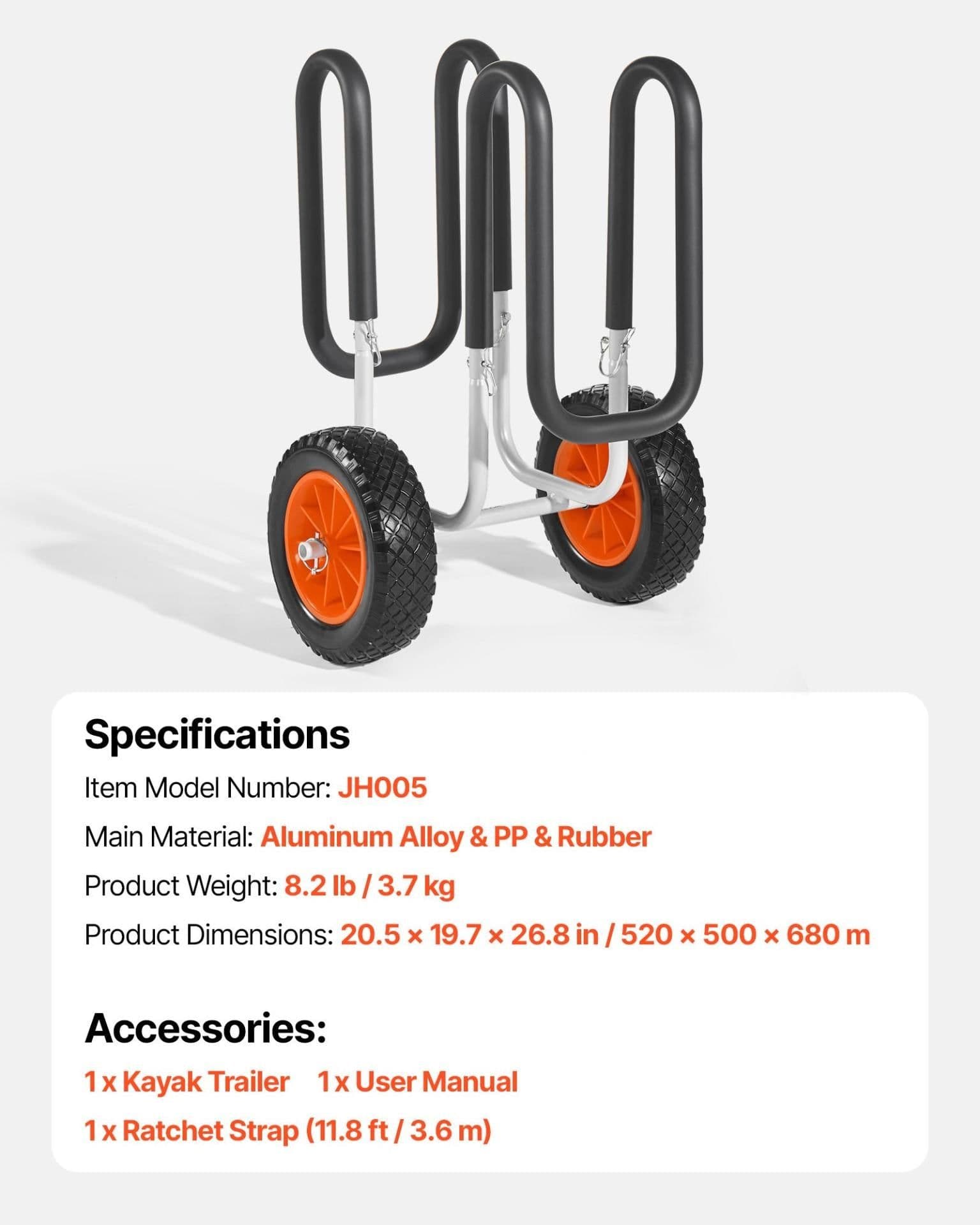 image-VEVOR Kayak & Paddle Board Cart - 150 lbs, 10" Solid Tires