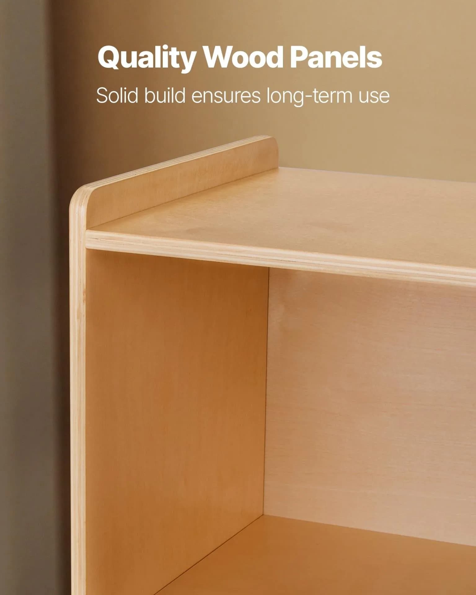 image-VEVOR Montessori Bookshelf, 45 in Width Toy Storage Organizer, 5-Section Kids Display Storage Cabinet, Daycare Furniture, Kids Bookshelf for Bedroom, Nursery, Living Room, Entryway, Preschool, Brown