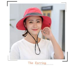 image-9002 Summer Ladies Outdoor Sunshade Hat Horsetail Hole Fisherman Hat Sunscreen Sun Hat Breathable Mountaineering Hat Parent-child Model