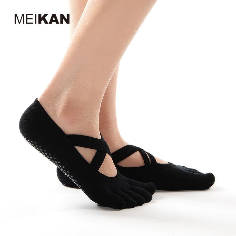 image-MEIKAN Women's Yoga Socks Five Toe Anti-Slip Cotton