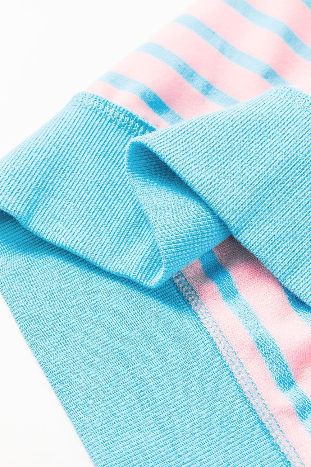 image-Pink Stripe Oversized T-Shirt Contrast Trim