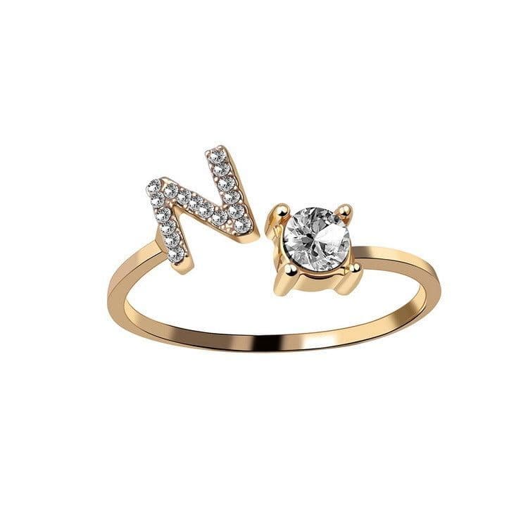 image-New Design Adjustable 26 Initial Letter Ring Fashion Jewelry For Women Simple Elegant Jewelry