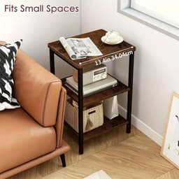 image-Retro Wooden 3-Layer Bedside Storage Rack Table