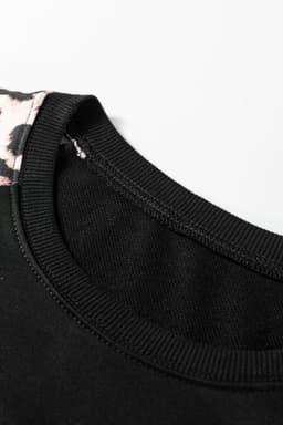 image-Black Leopard Print Patchwork Varsity Raglan Sleeve Sweatshirt Dress