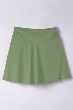 image-Green Criss Cross Waist Flared Swim Skirt