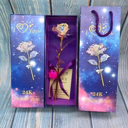 image-24K Luminous Color Gold Rose Flower Set