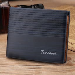 image-Hengsheng Men's Wallet Short Black PU Leather