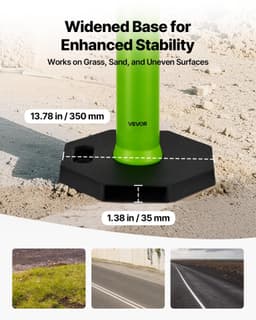 image-VEVOR 3 Pack Traffic Delineator Posts, 48 inches Traffic Safety Cones with Weighted Base and Reflective Strips, Heavy Duty Delineator Posts for Construction Site, Parking Lot, Crowd Control, Green