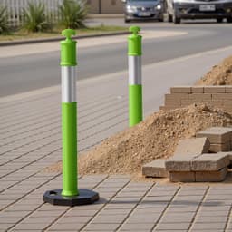 image-VEVOR 3 Pack Traffic Delineator Posts, 48 inches Traffic Safety Cones with Weighted Base and Reflective Strips, Heavy Duty Delineator Posts for Construction Site, Parking Lot, Crowd Control, Green