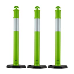 image-VEVOR 3 Pack Traffic Delineator Posts, 48 inches Traffic Safety Cones with Weighted Base and Reflective Strips, Heavy Duty Delineator Posts for Construction Site, Parking Lot, Crowd Control, Green