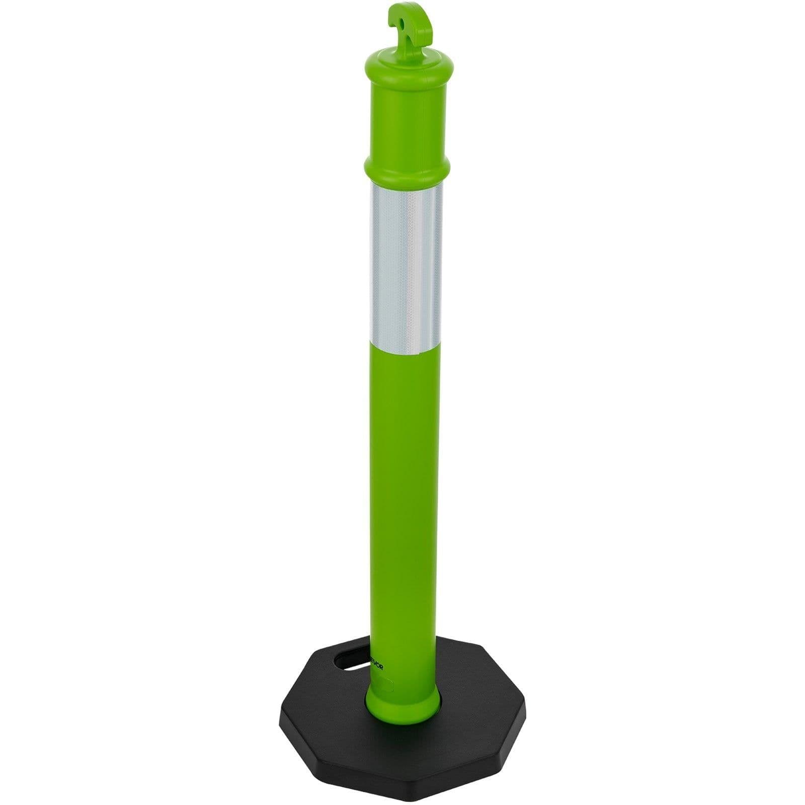 image-VEVOR 3 Pack Traffic Delineator Posts, 48 inches Traffic Safety Cones with Weighted Base and Reflective Strips, Heavy Duty Delineator Posts for Construction Site, Parking Lot, Crowd Control, Green