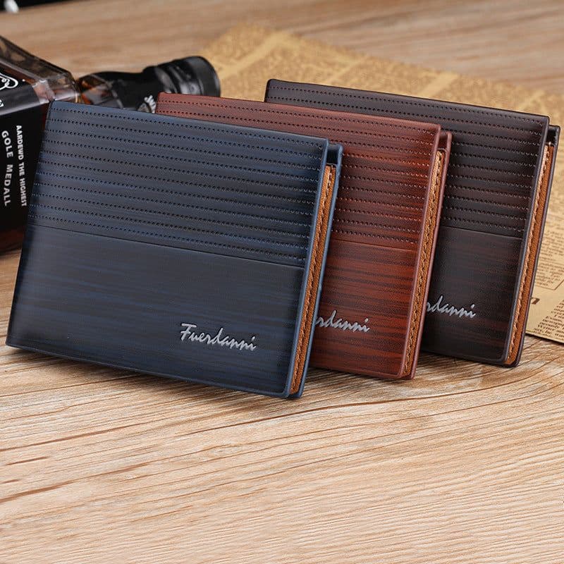 image-Hengsheng Men's Wallet Short Black PU Leather