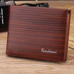 image-Hengsheng Men's Wallet Short Black PU Leather