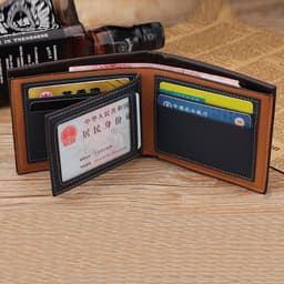 image-Hengsheng Men's Wallet Short Black PU Leather