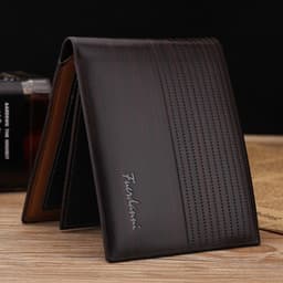 image-Hengsheng Men's Wallet Short Black PU Leather