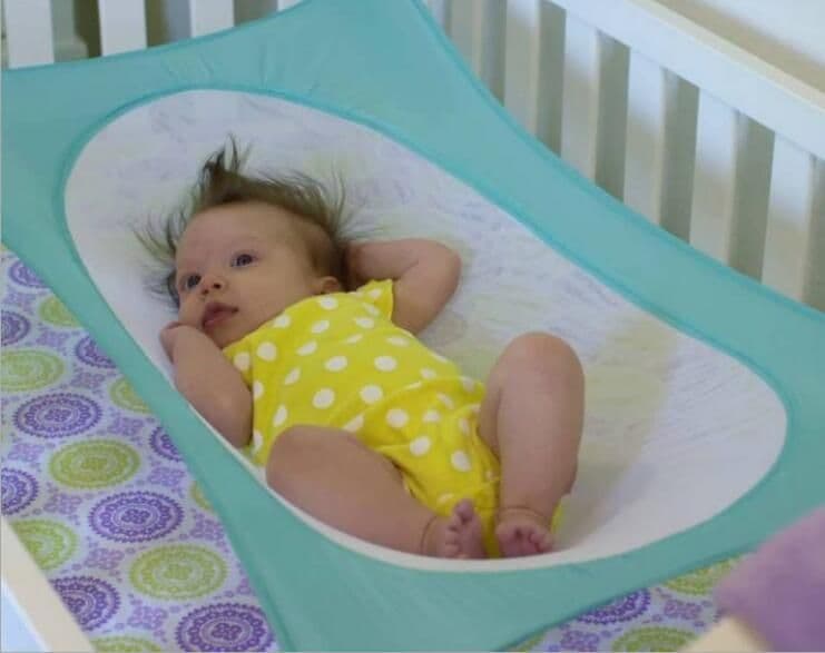 image-Pure color Infant Baby Hammock For Newborn Kid Sleeping Bed Safe Detachable Baby Cot Crib Elastic Hammock With Adjustable Net