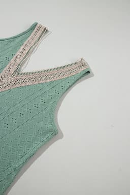 image-White Lace Crochet Tank Top V Neck Loose Fit