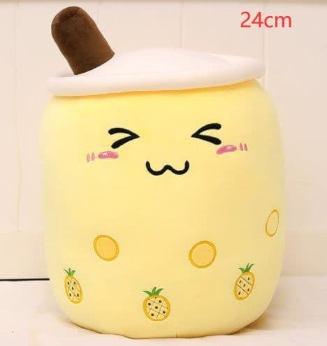 image-Cute Fruit Drink Plush Stuffed Soft Strawberry Milk Tea Plush Boba Tea Cup Toy Bubble Tea Pillow Cushion Kids Gift
