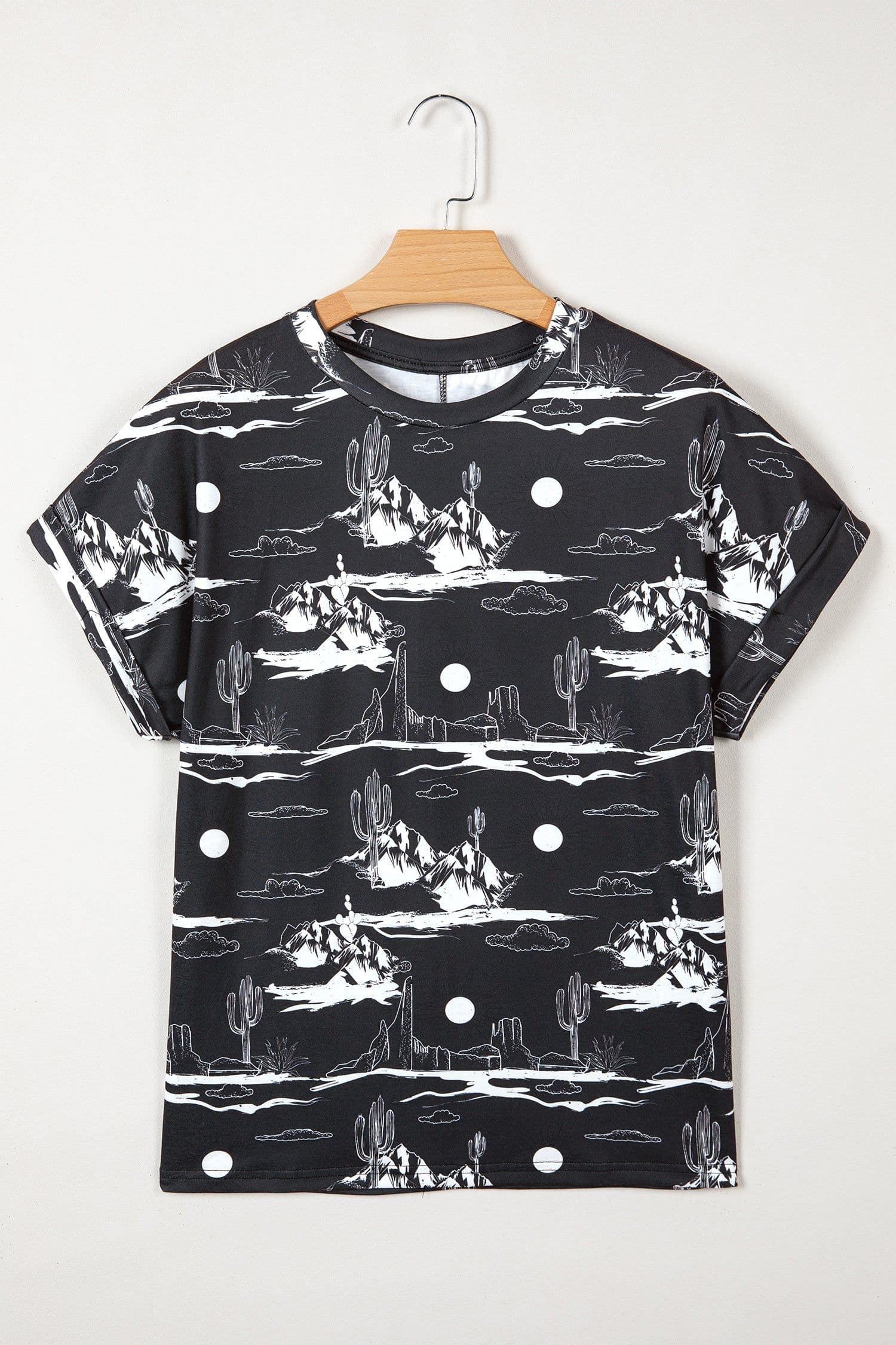 image-Chestnut Desert Sand Print Short Sleeve Knit Top