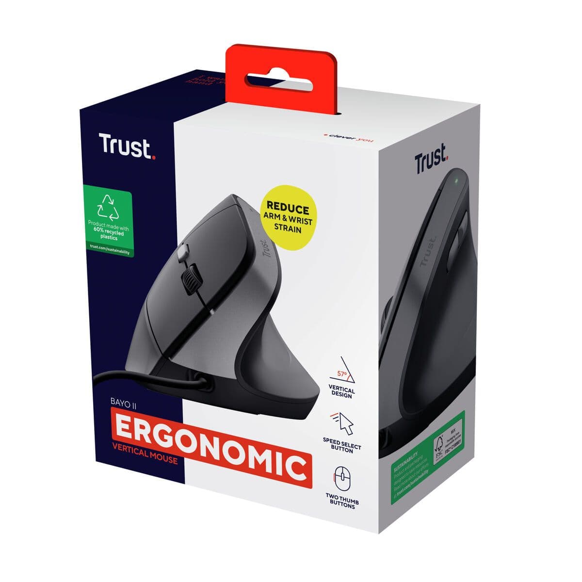 image-Ergonomic Optical Mouse Trust 25144 Black 2400 dpi