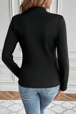 image-Mock Neck Thermal Long Sleeve Tee - Black, Sizes S-XL