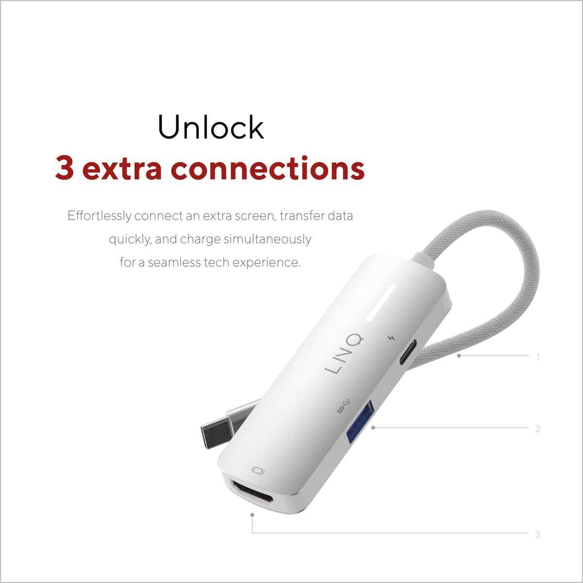 image-USB Hub Linq Byelements LQ49031 White Grey