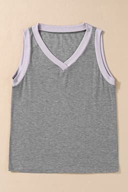 image-Mist Green Ribbed V Neck Tank
