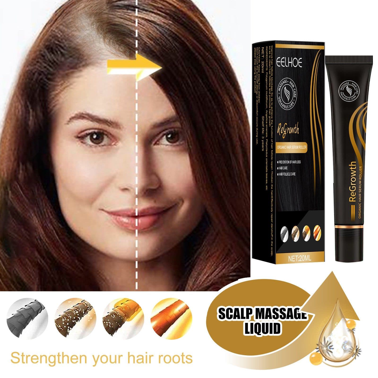 image-EELHOE Roll-On Hair Oil Scalp Treatment for Thick and Thin Hair