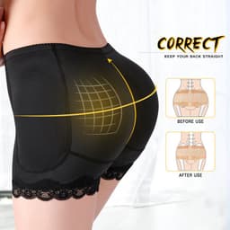 image-Women's Shapewear Butt Lifting Padded Underwear with Lace Trim