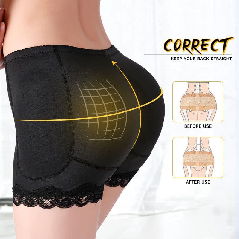 image-Women's Shapewear Butt Lifting Padded Underwear with Lace Trim