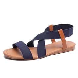image-Women's Fish Mouth Roman Sandals Elastic Strap Blue Size 41