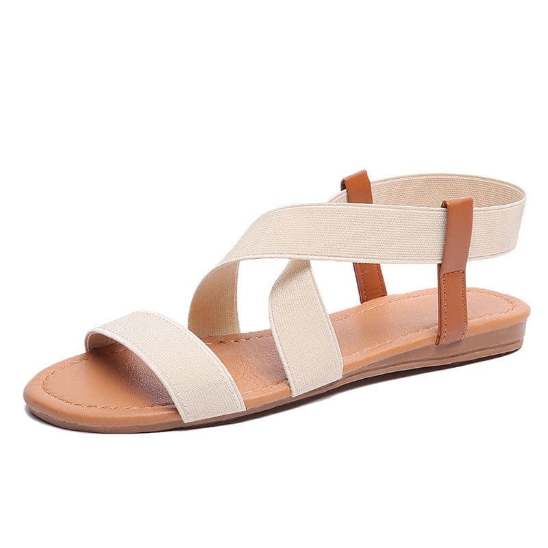 image-Women's Fish Mouth Roman Sandals Elastic Strap Blue Size 41