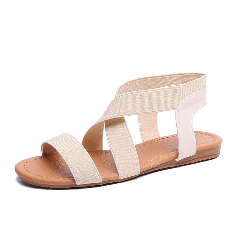 image-Women's Fish Mouth Roman Sandals Elastic Strap Blue Size 41