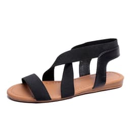 image-Women's Fish Mouth Roman Sandals Elastic Strap Blue Size 41