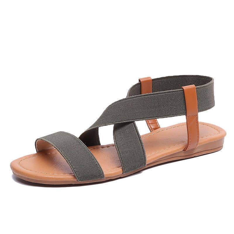 image-Women's Fish Mouth Roman Sandals Elastic Strap Blue Size 41