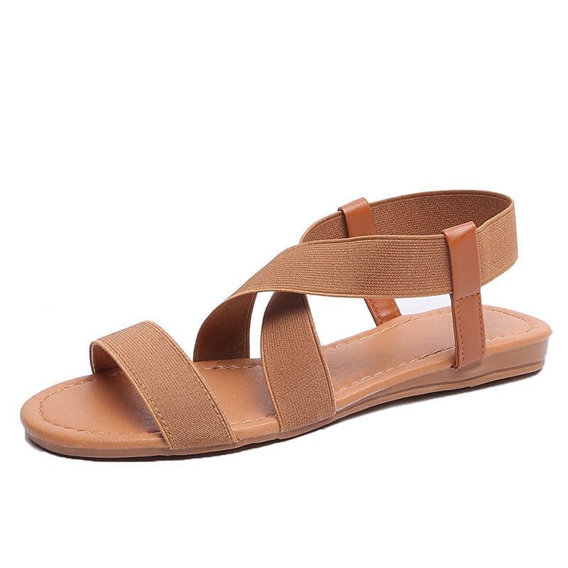 image-Women's Fish Mouth Roman Sandals Elastic Strap Blue Size 41
