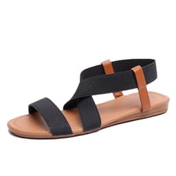 image-Women's Fish Mouth Roman Sandals Elastic Strap Blue Size 41